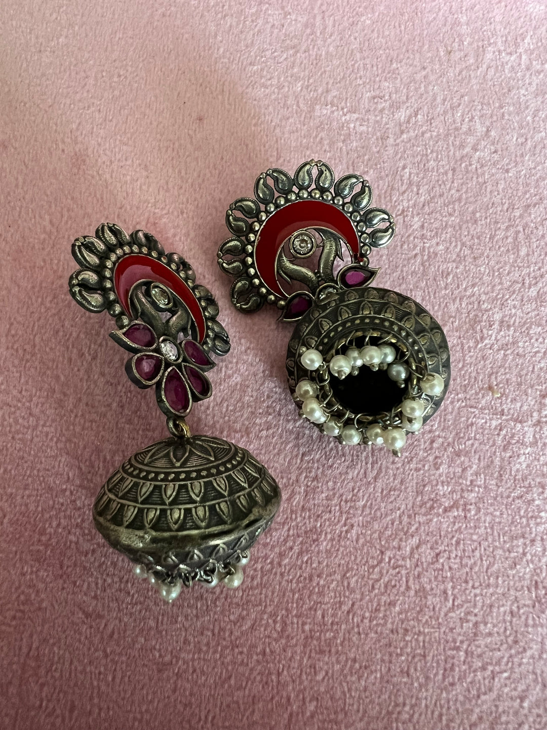 Handmade Brass Enamelled Jhumkas