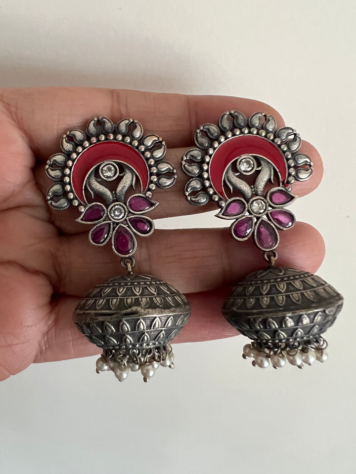 Handmade Brass Enamelled Jhumkas