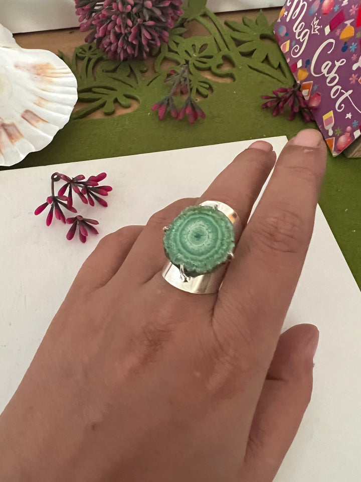 Solar Quartz Silver Plated Ring