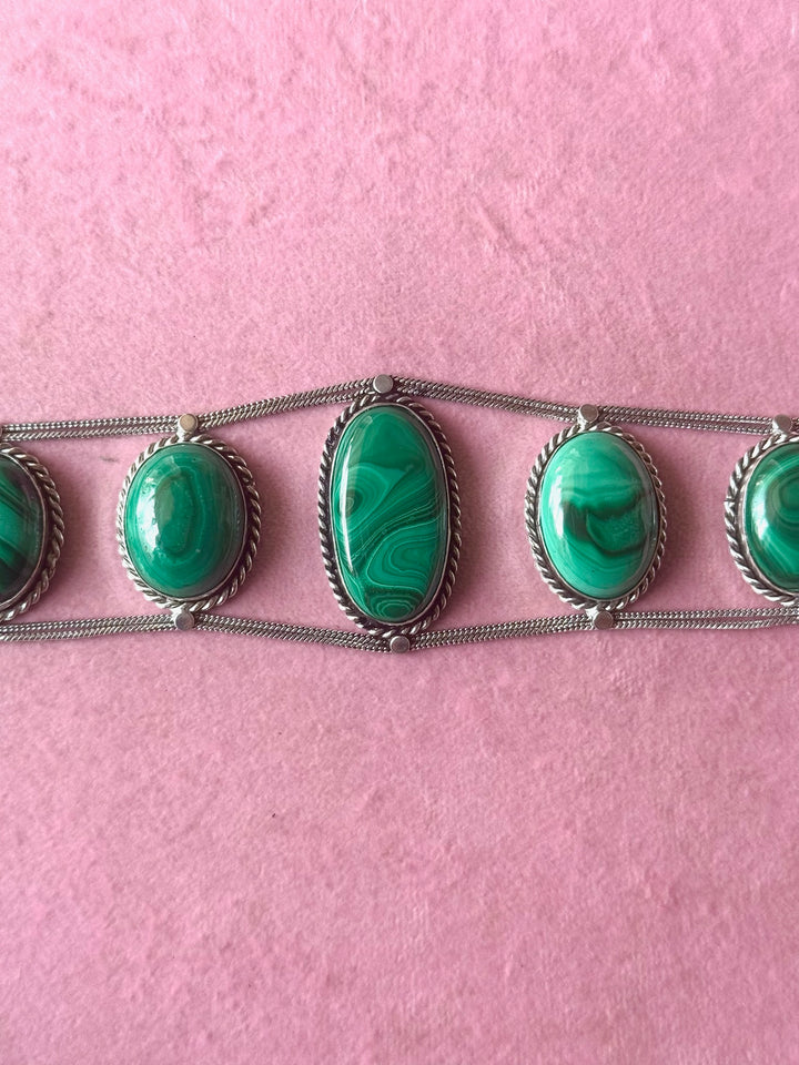 Statement Natural Malachite Gemstone Choker / One-of-a-kind Jewelry/ Indian Choker