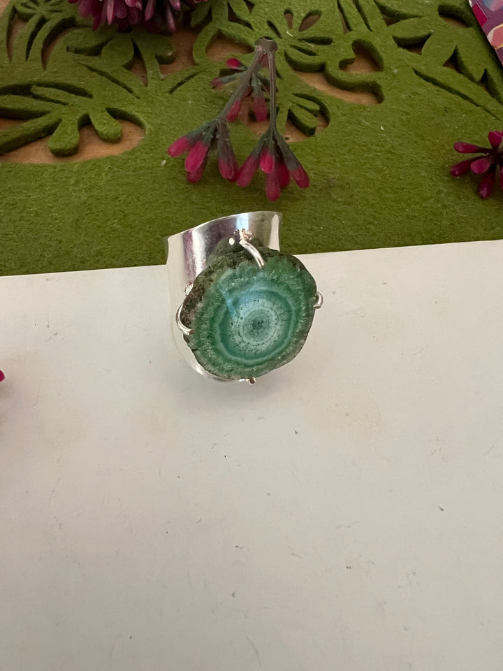 Solar Quartz Silver Plated Ring