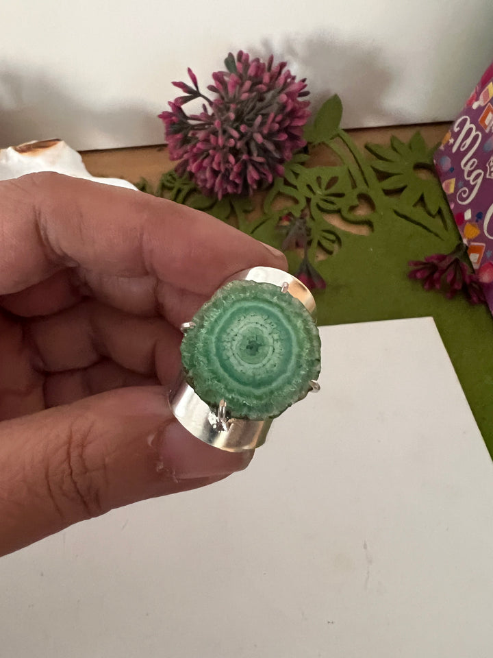 Solar Quartz Silver Plated Ring