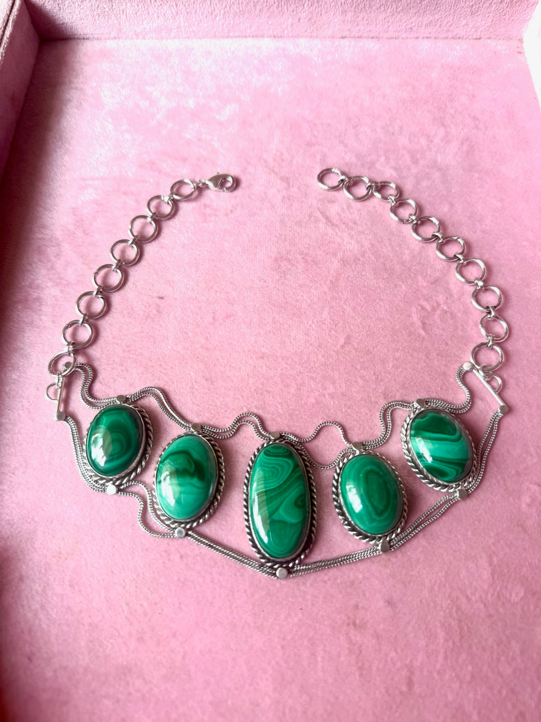 Statement Natural Malachite Gemstone Choker / One-of-a-kind Jewelry/ Indian Choker