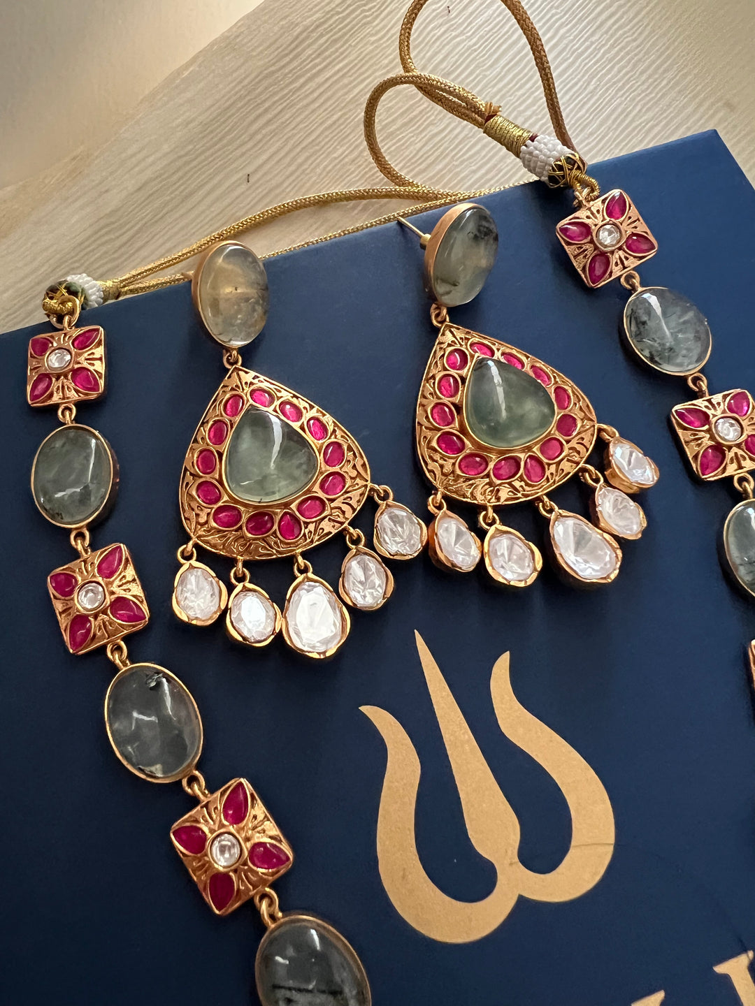 Stunning Designer Prehnite Kempu Necklace Set by SHIVKA – Perfect for Weddings and Festivals