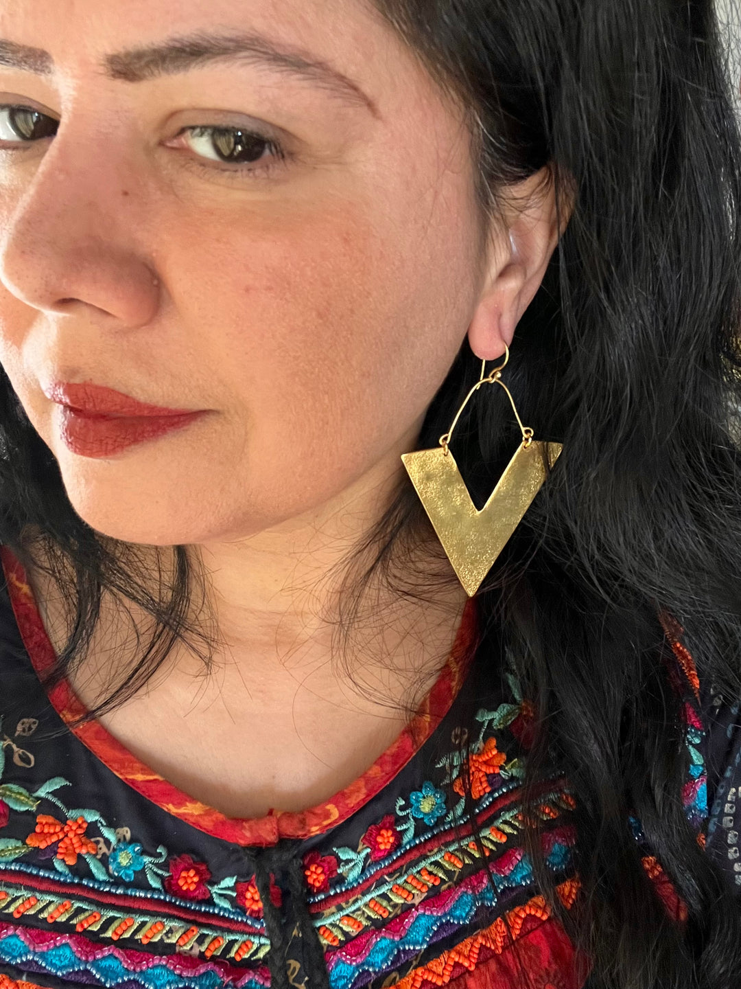 Designer Textured Triangular Danglers