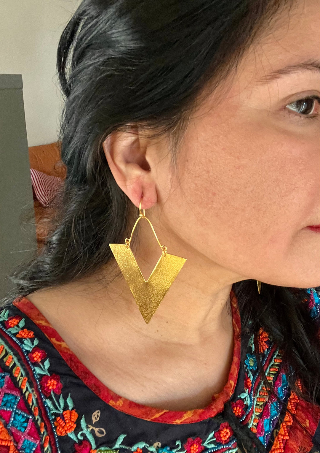 Designer Textured Triangular Danglers