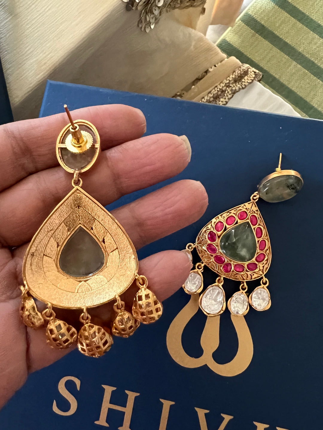 Stunning Designer Prehnite Kempu Necklace Set by SHIVKA – Perfect for Weddings and Festivals