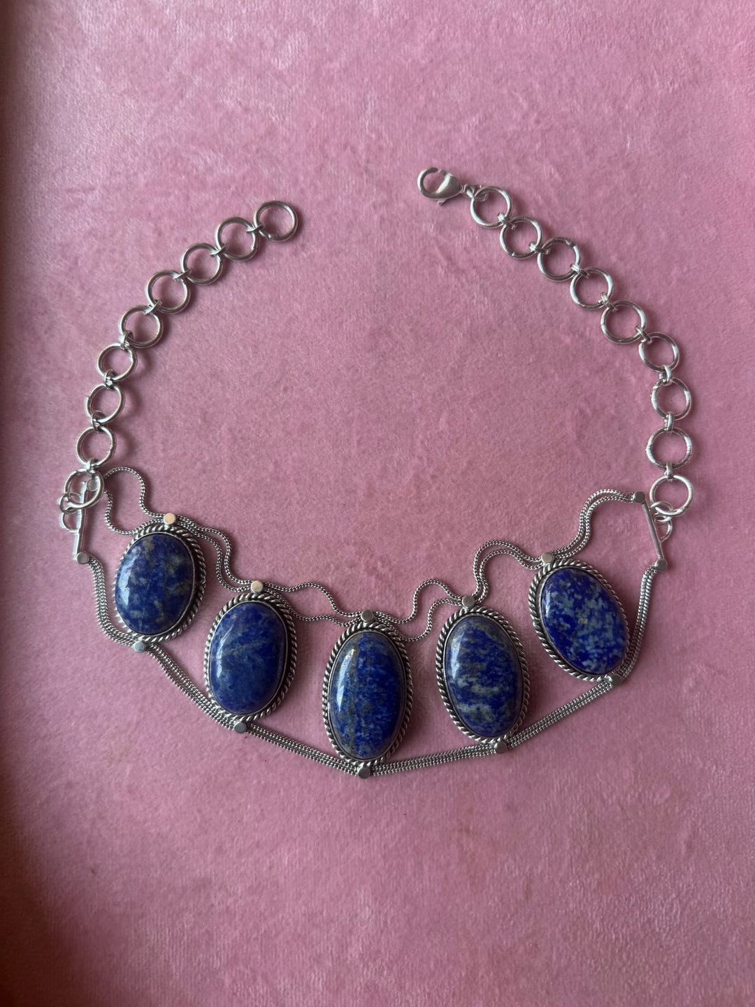 Statement Natural Lapis Lazuli Gemstone Choker / One-of-a-kind Jewelry/ Indian Choker