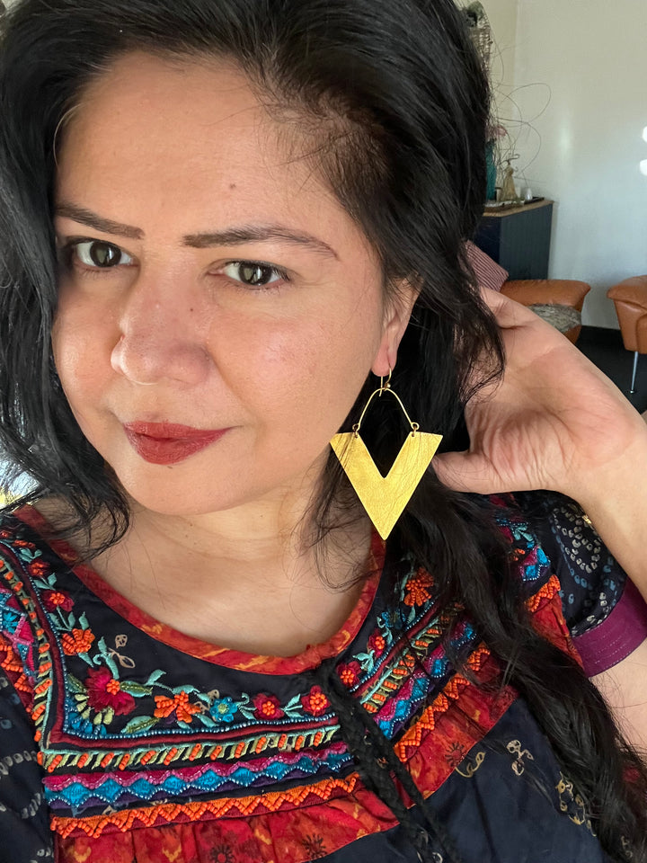 Designer Textured Triangular Danglers