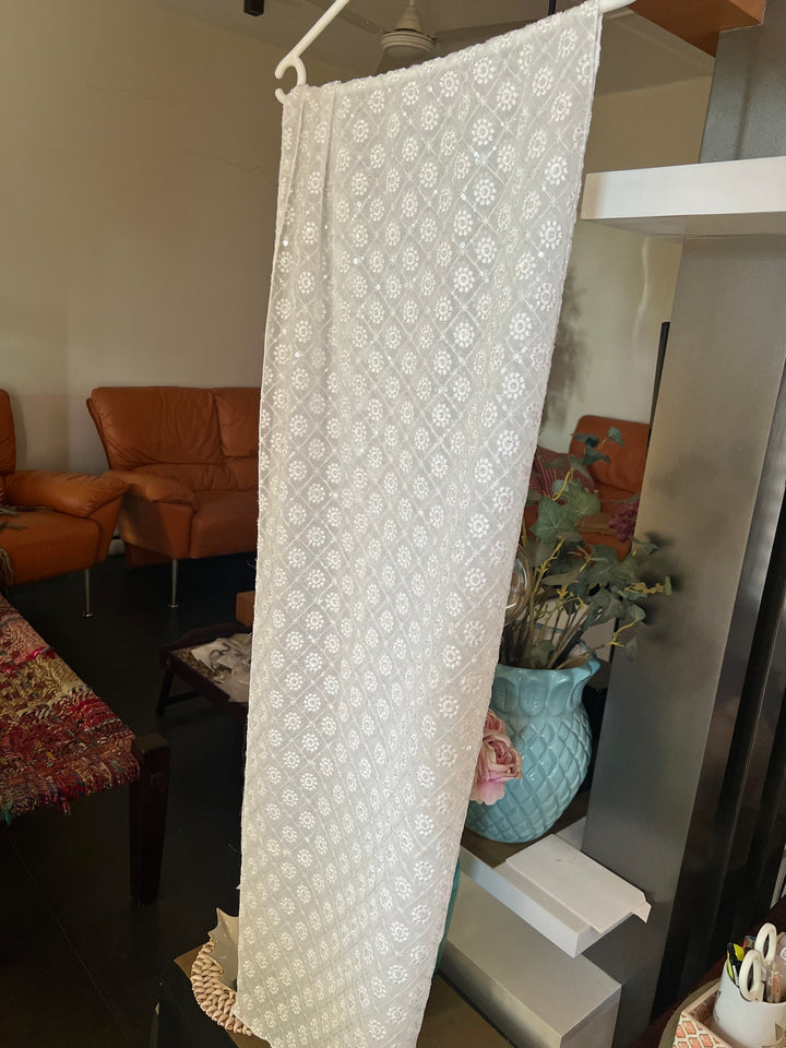 Shivka Georgette Stole/ Lucknowi Georgette Stole