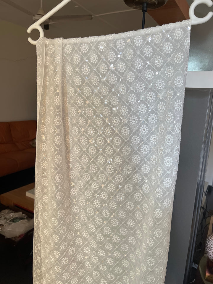 Shivka Georgette Stole/ Lucknowi Georgette Stole