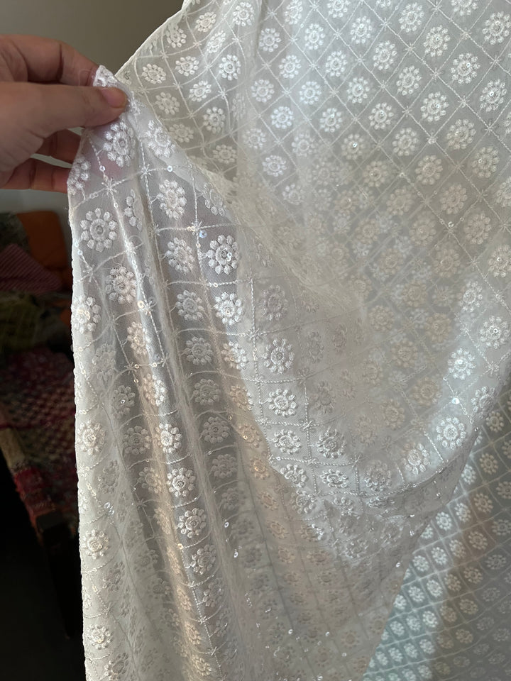 Shivka Georgette Stole/ Lucknowi Georgette Stole