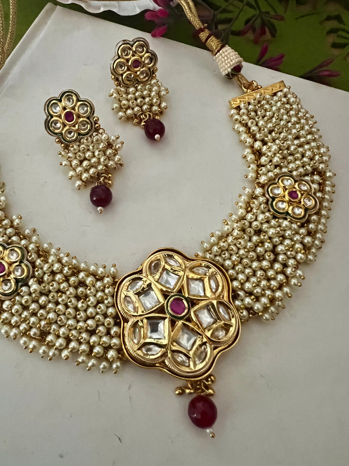 Elegant Kundan Choker Necklace with Earrings