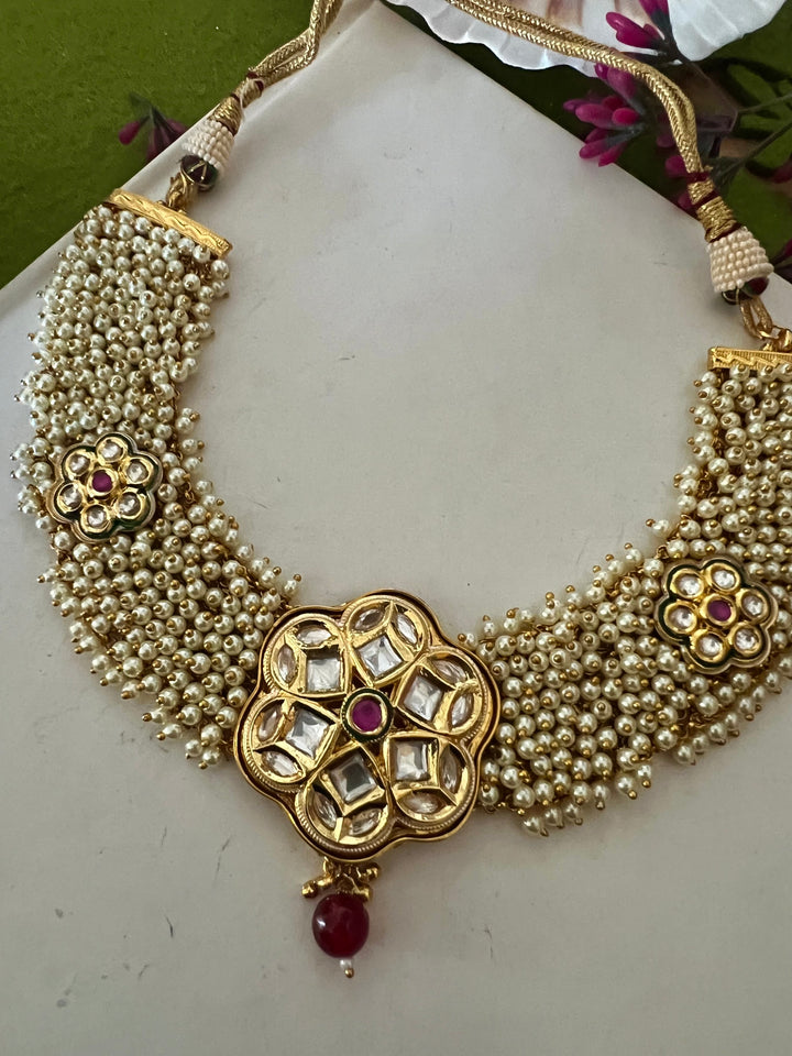 Elegant Kundan Choker Necklace with Earrings