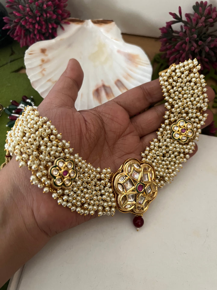 Elegant Kundan Choker Necklace with Earrings