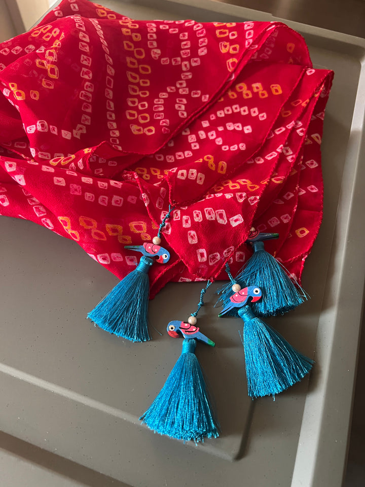 Handmade Pure Chinon Bandhej Print Stole