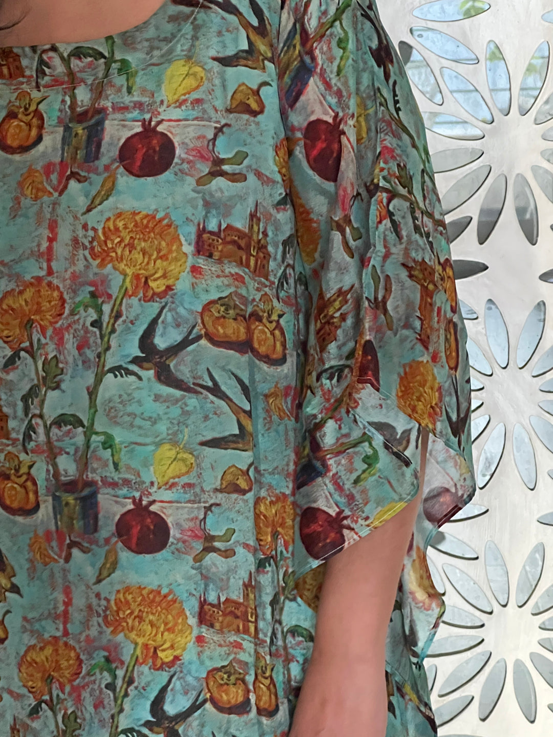 Elegant Chinon Crepe Kaftaan Dress for Resortwear