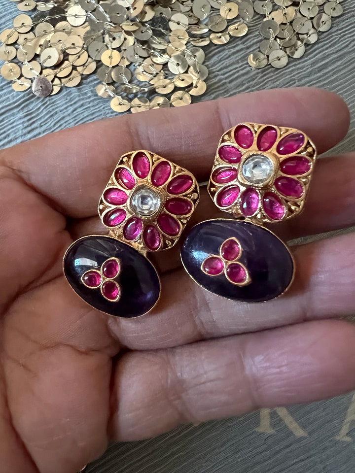 Stunning Designer Amethyst Kempu Necklace Set by SHIVKA – Perfect for Weddings and Festivals