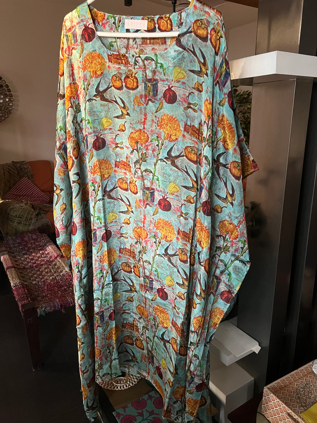 Elegant Chinon Crepe Kaftaan Dress for Resortwear