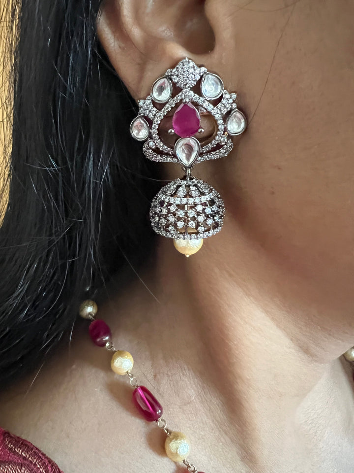 Victorian Pendant Necklace with Jhumka Earrings