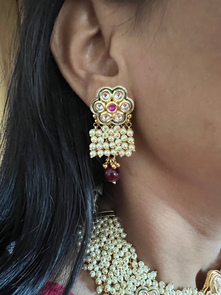 Elegant Kundan Choker Necklace with Earrings