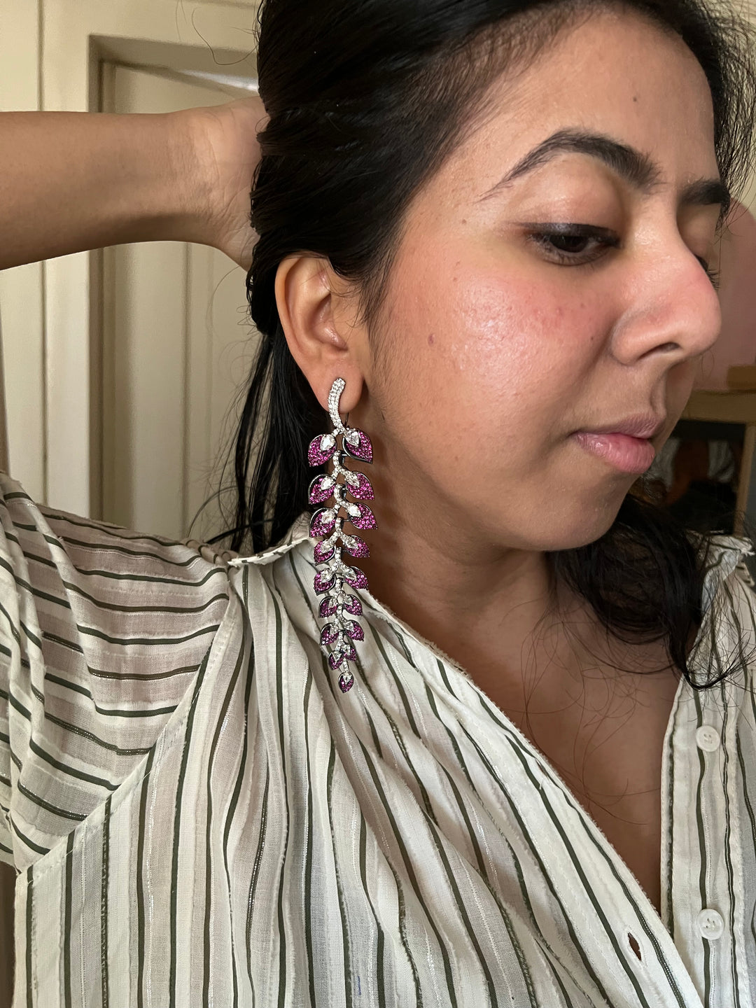 Elegant Designer Earrings | Brass & Stone Embellishments