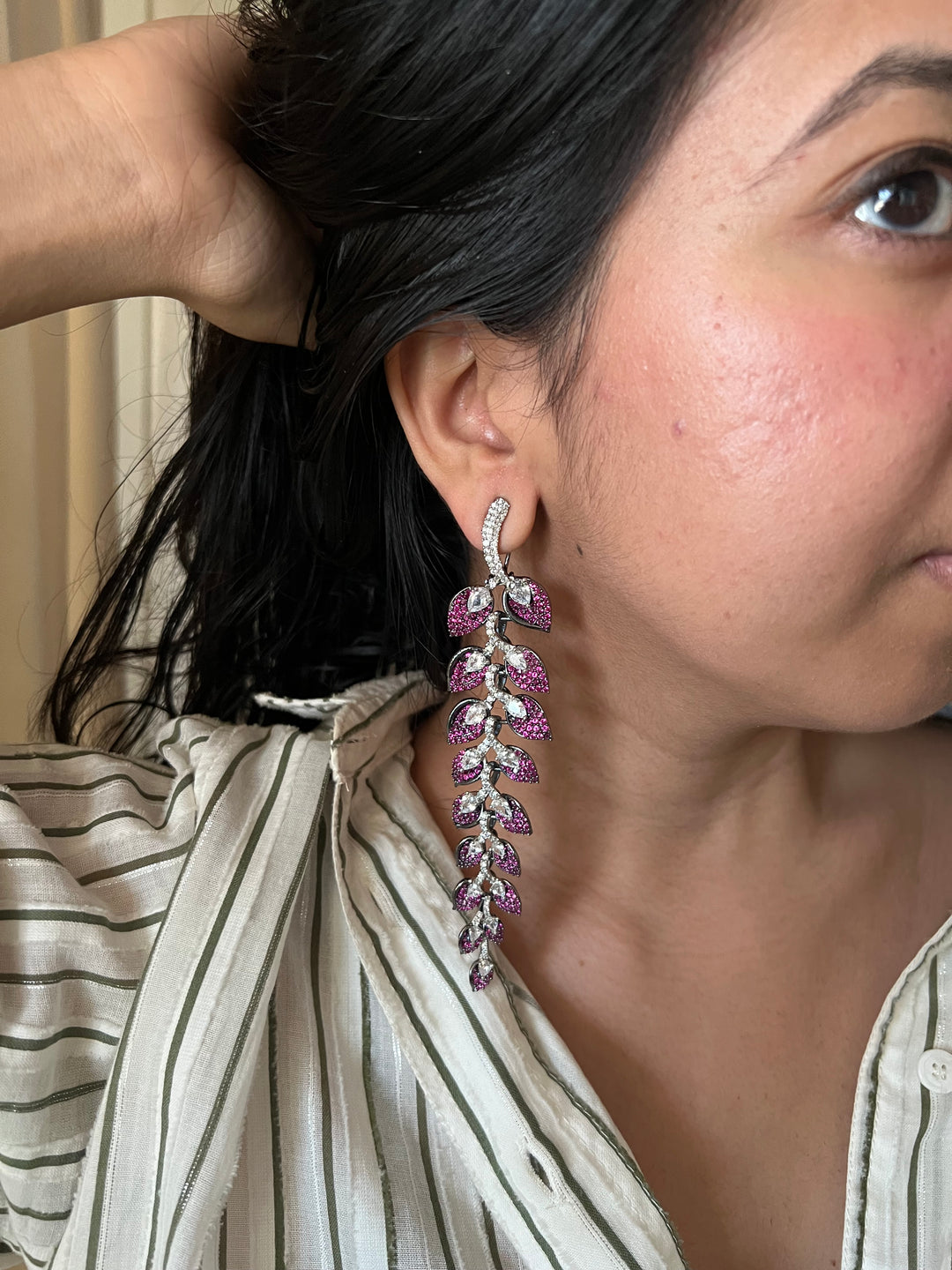 Elegant Designer Earrings | Brass & Stone Embellishments