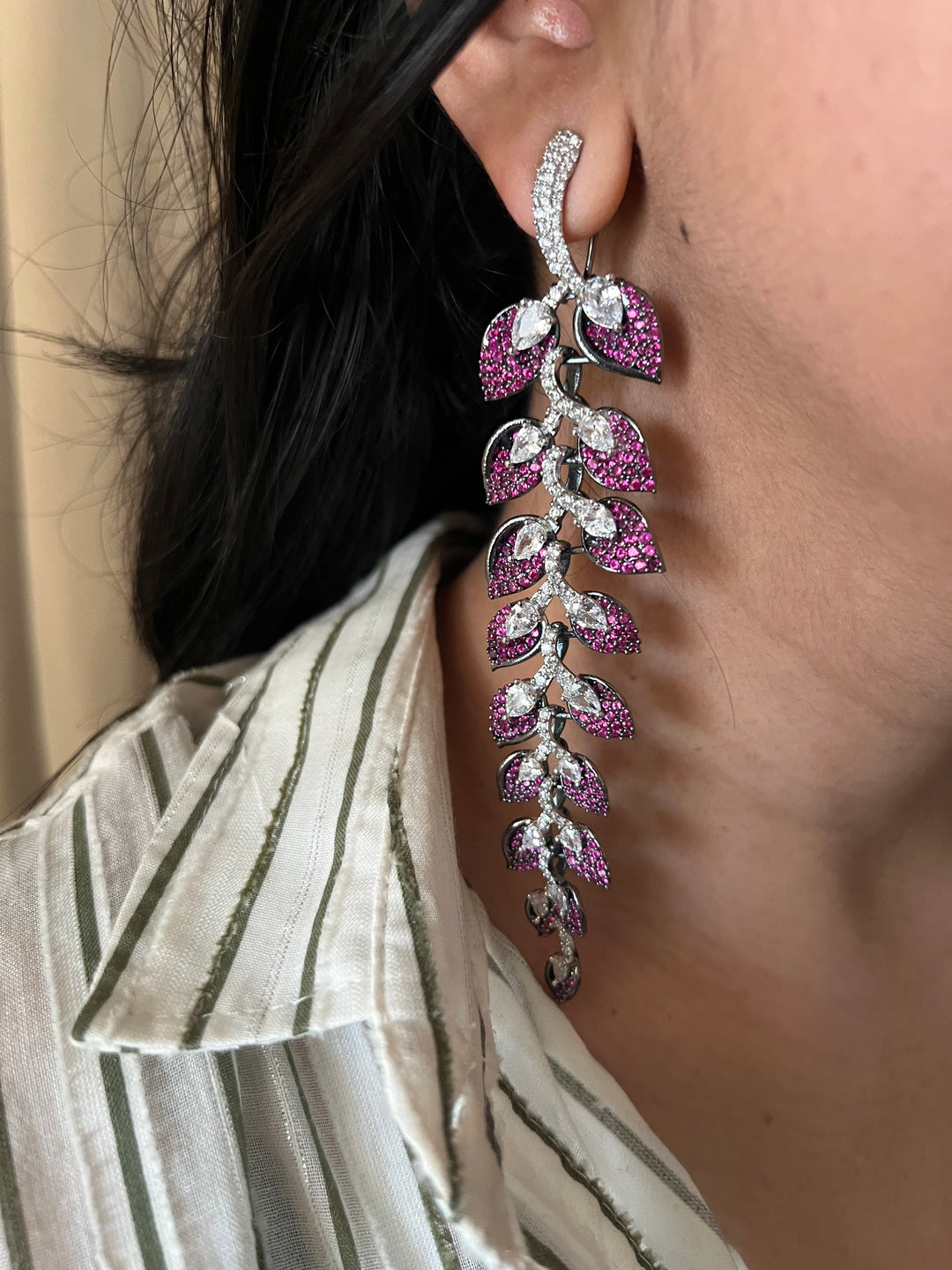 Elegant Designer Earrings | Brass & Stone Embellishments