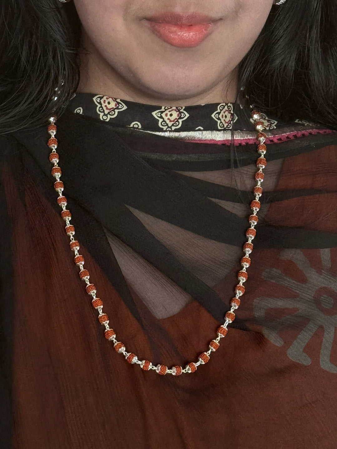 Handmade 925 Silver Necklace with Real Rudraksh | Premium Quality Spiritual Necklace by SHIVKA