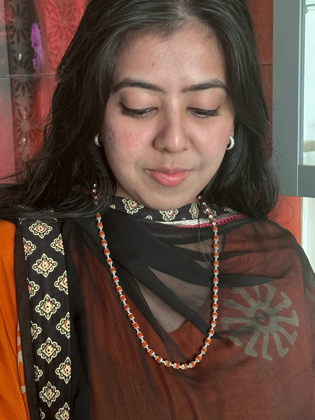 Handmade 925 Silver Necklace with Real Rudraksh | Premium Quality Spiritual Necklace by SHIVKA