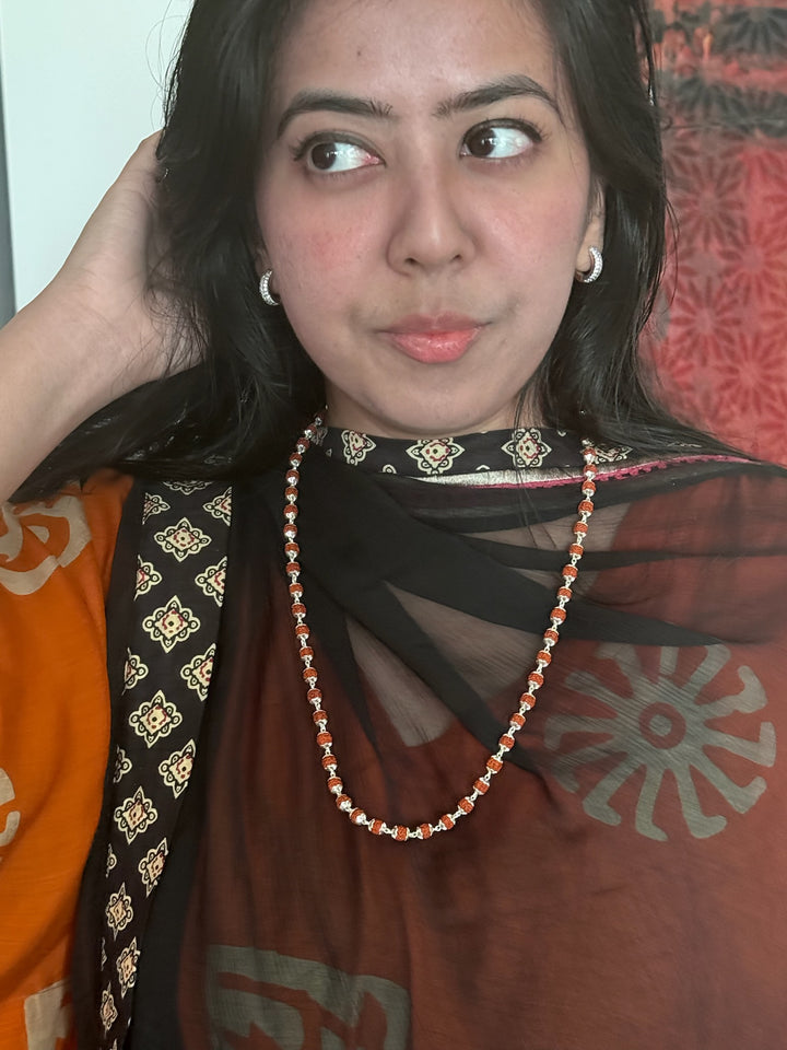 Handmade 925 Silver Necklace with Real Rudraksh | Premium Quality Spiritual Necklace by SHIVKA