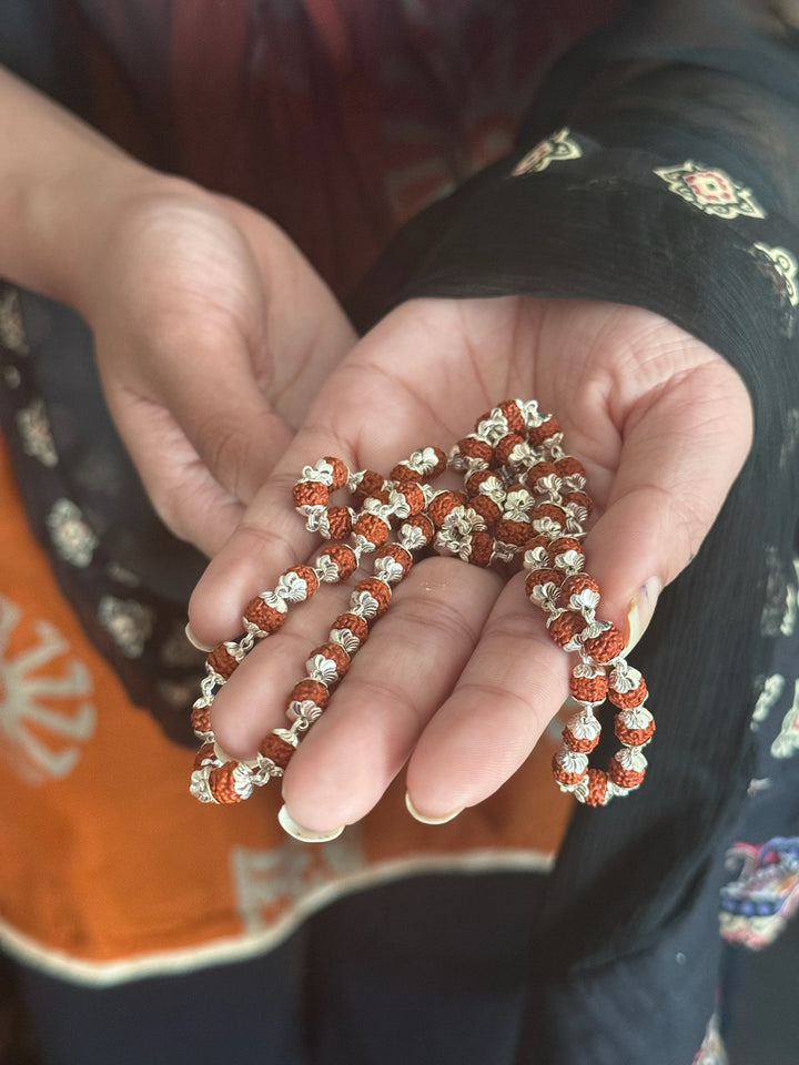 Handmade 925 Silver Necklace with Real Rudraksh | Premium Quality Spiritual Necklace by SHIVKA