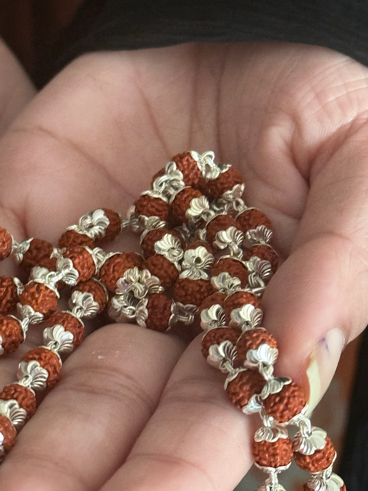 Handmade 925 Silver Necklace with Real Rudraksh | Premium Quality Spiritual Necklace by SHIVKA