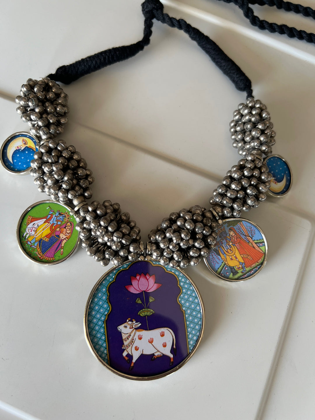 Exquisite Hand painted Ghungroo Pendant Necklace - Elevate Your Elegance