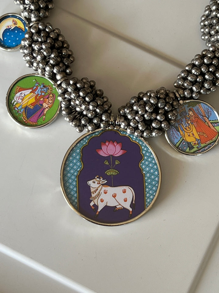 Exquisite Hand painted Ghungroo Pendant Necklace - Elevate Your Elegance