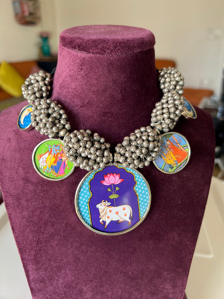 Exquisite Hand painted Ghungroo Pendant Necklace - Elevate Your Elegance