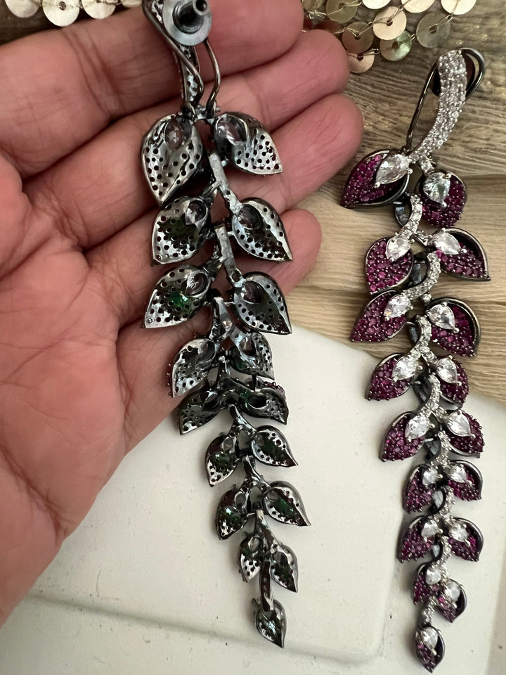 Elegant Designer Earrings | Brass & Stone Embellishments