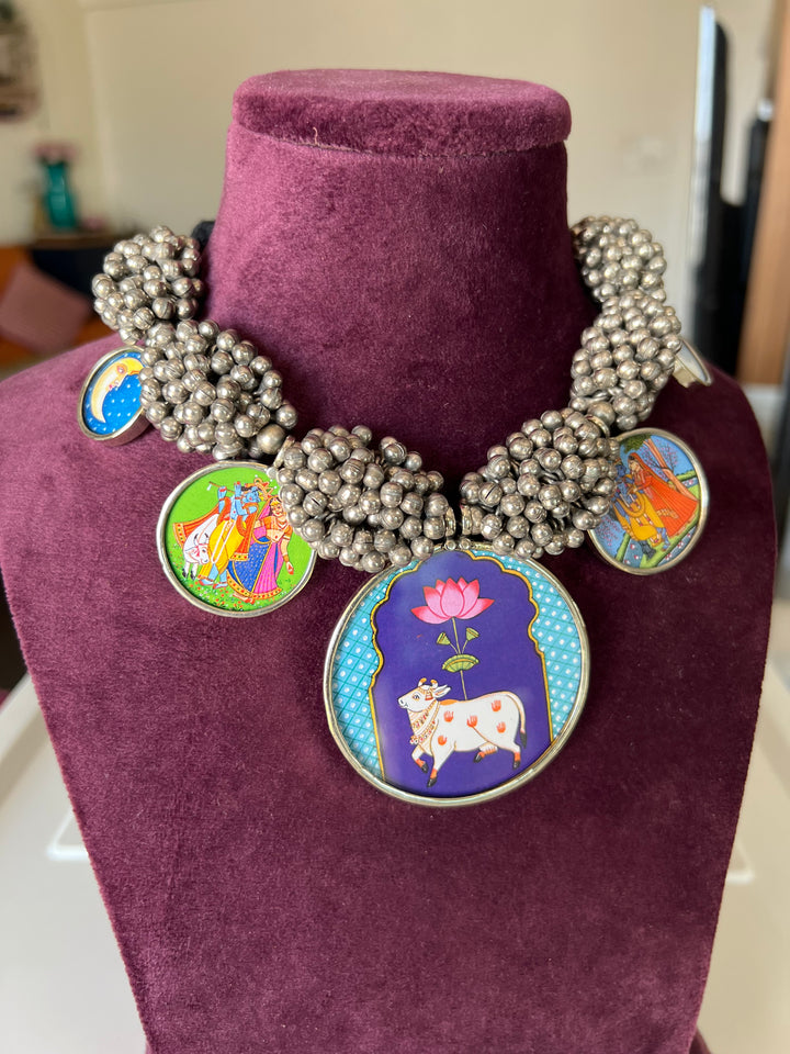 Exquisite Hand painted Ghungroo Pendant Necklace - Elevate Your Elegance