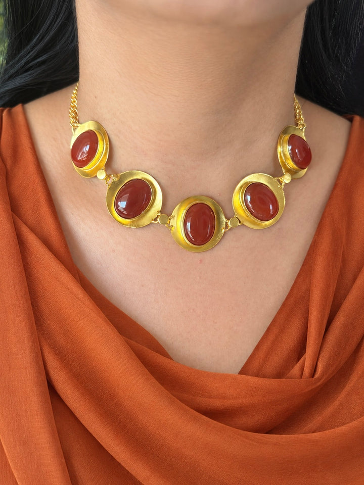 Carnelian Pod Gold-Tone Choker Necklace