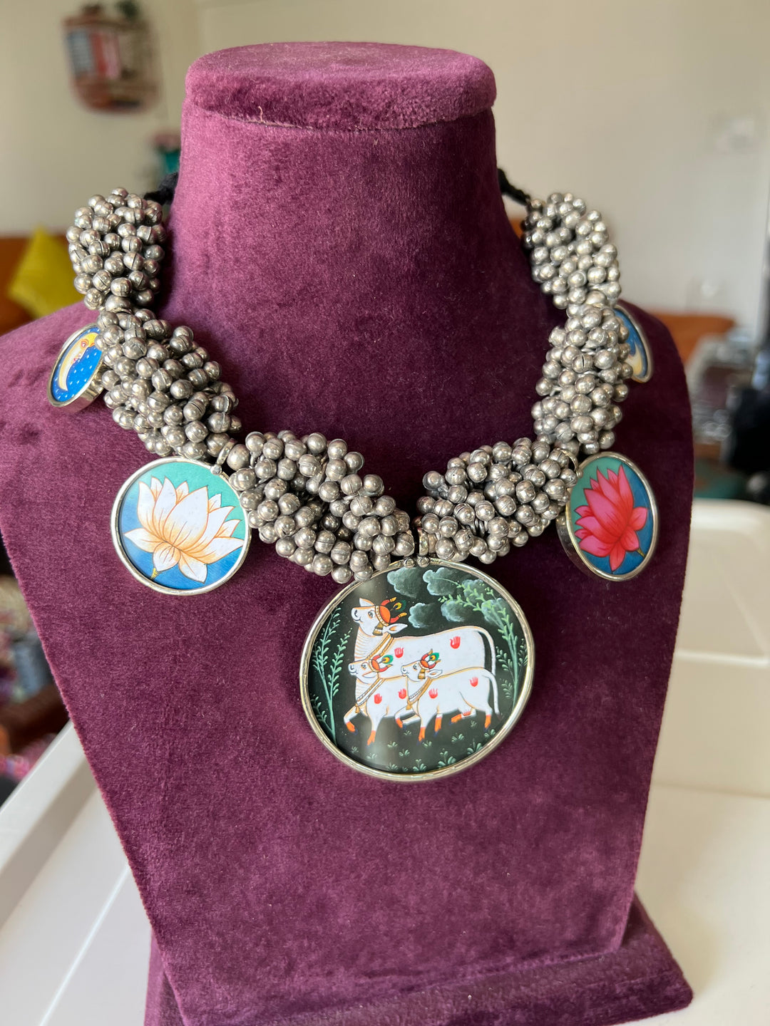 Exquisite Hand painted Ghungroo Pendant Necklace - Elevate Your Elegance