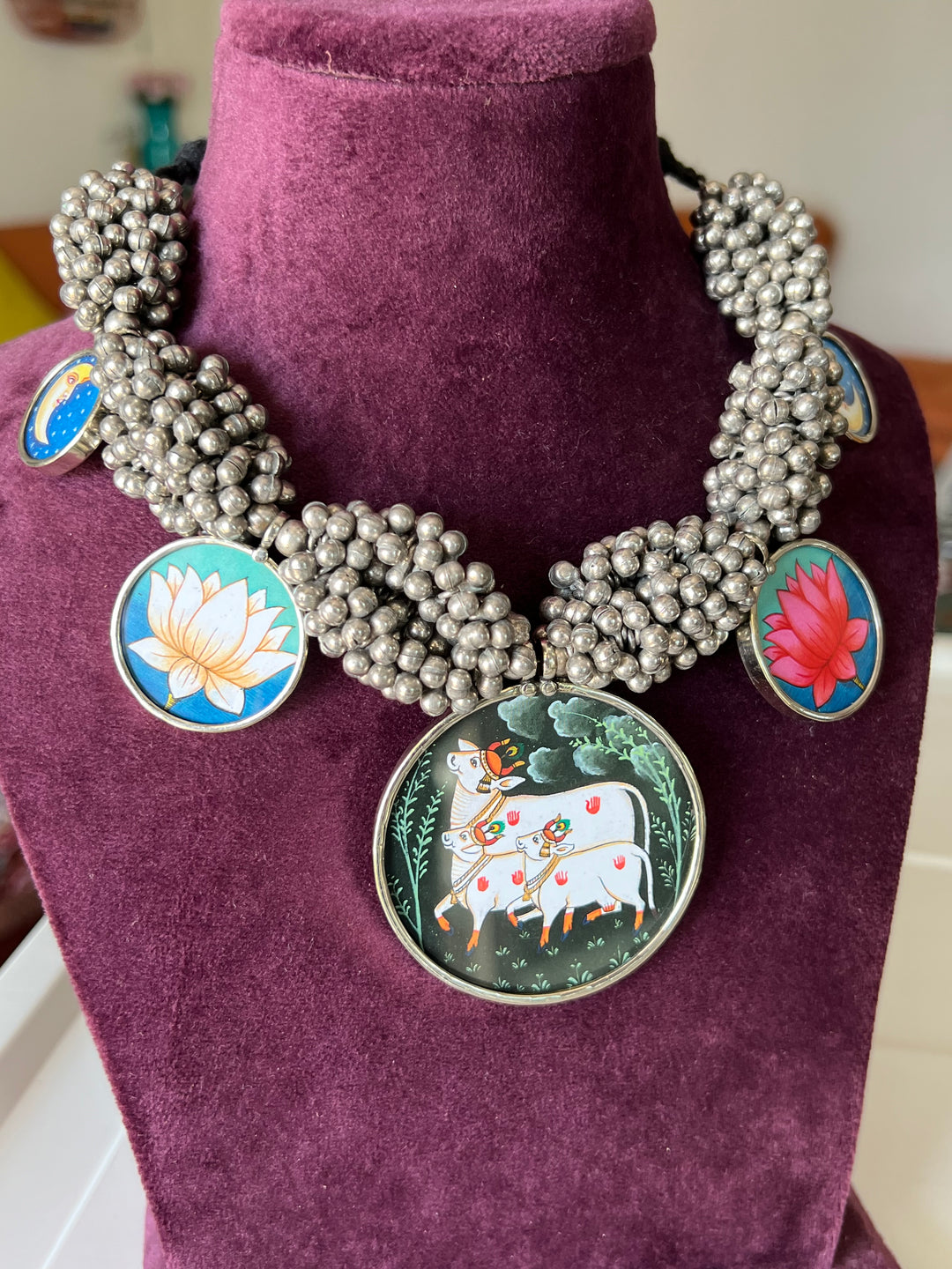Exquisite Hand painted Ghungroo Pendant Necklace - Elevate Your Elegance