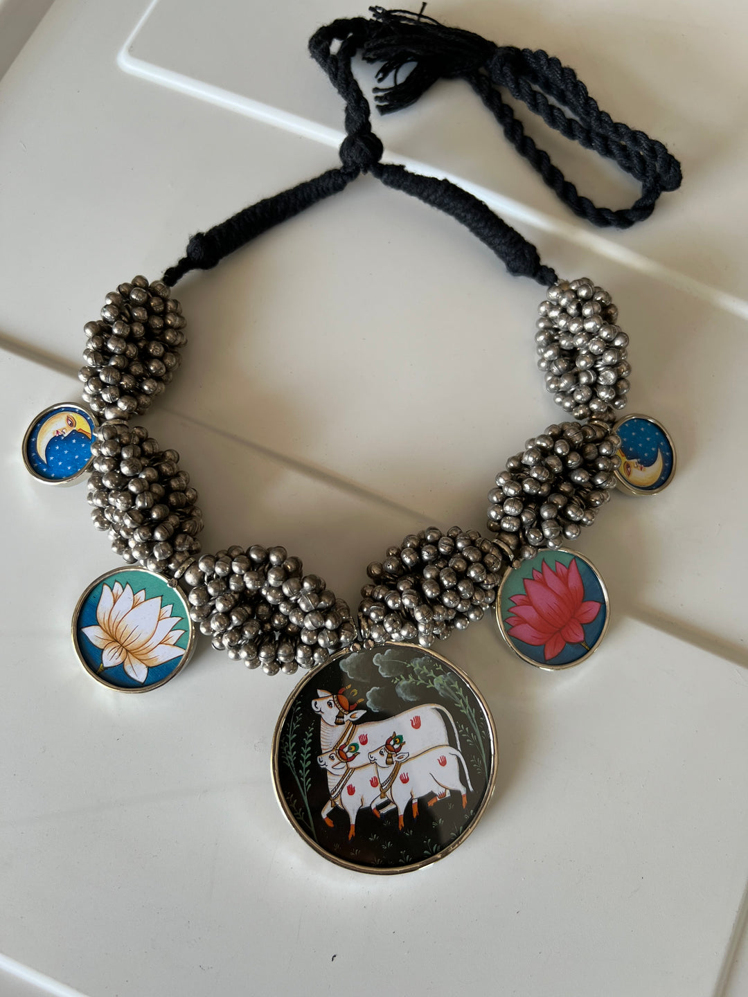 Exquisite Hand painted Ghungroo Pendant Necklace - Elevate Your Elegance