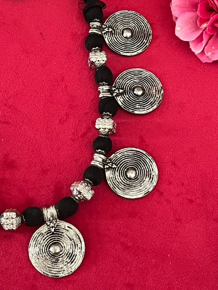 Handmade Brass and Thread Bead Tribal Coin Necklace – Embrace Tribal Elegance