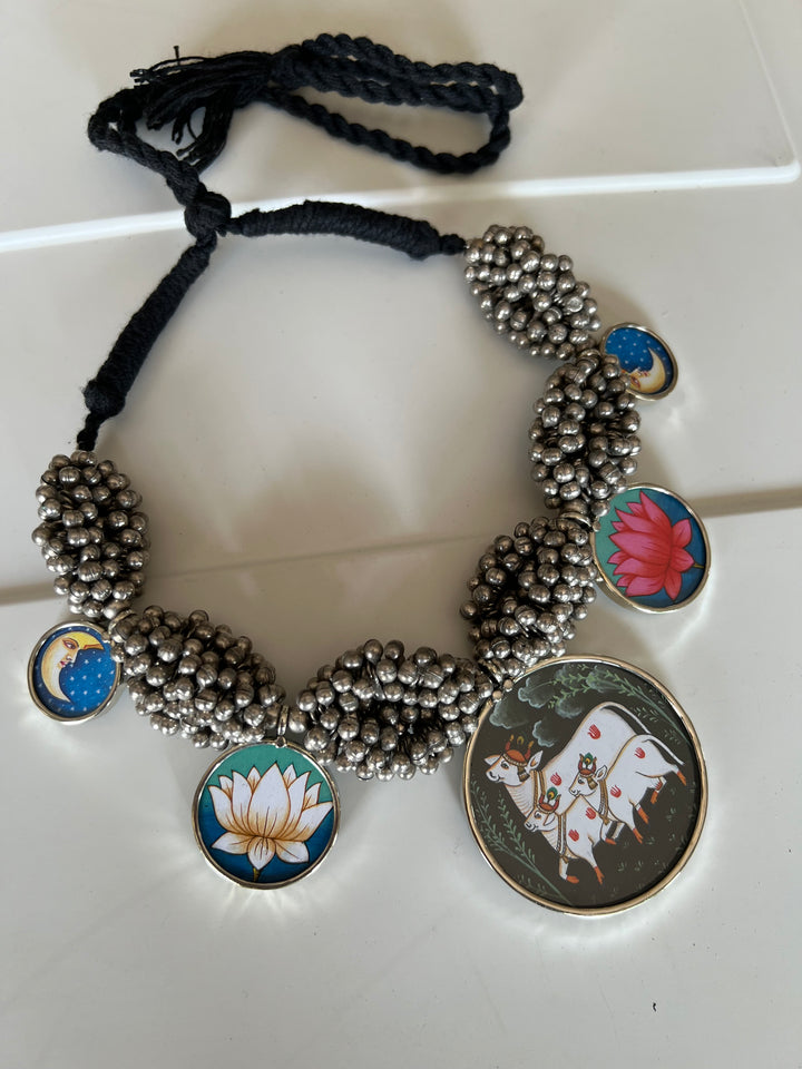 Exquisite Hand painted Ghungroo Pendant Necklace - Elevate Your Elegance