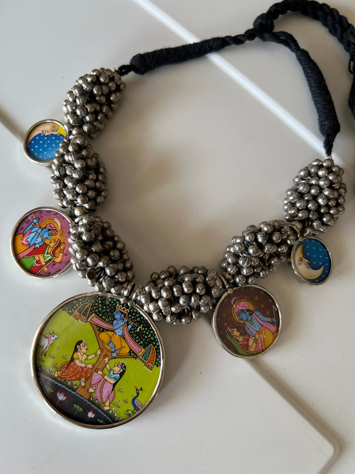 Exquisite Hand painted Ghungroo Pendant Necklace - Elevate Your Elegance