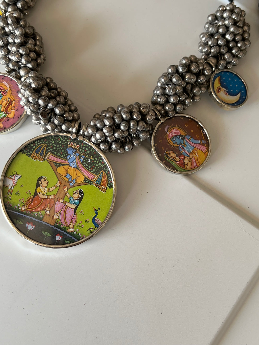 Exquisite Hand painted Ghungroo Pendant Necklace - Elevate Your Elegance