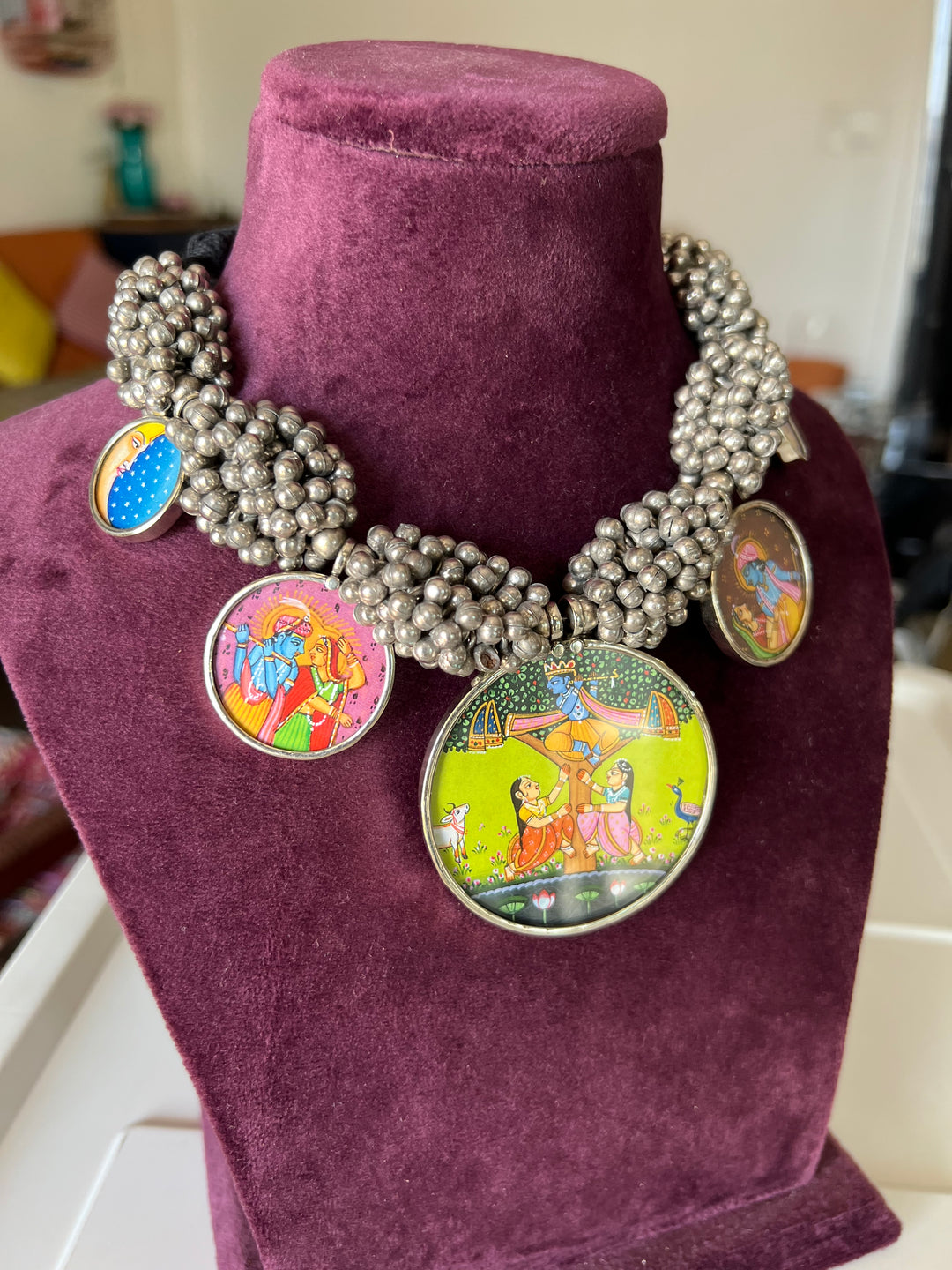 Exquisite Hand painted Ghungroo Pendant Necklace - Elevate Your Elegance