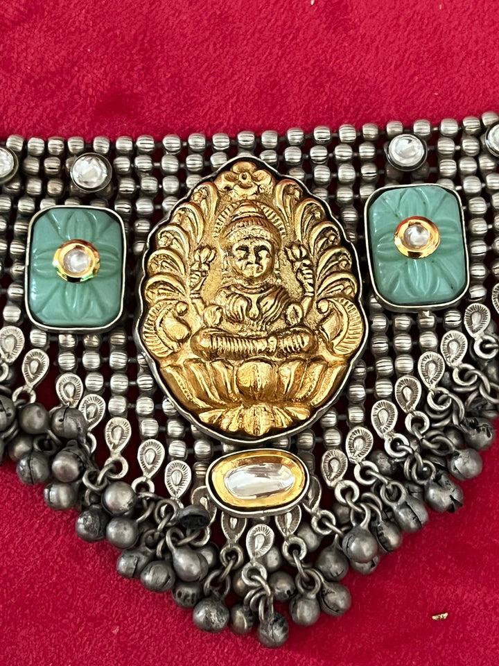 Vintage Fusion Brass Necklace with Ghungroos - Festive Elegance