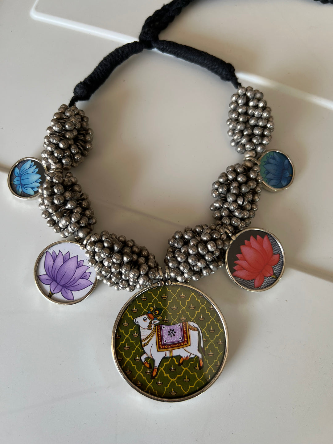 Exquisite Hand painted Ghungroo Pendant Necklace - Elevate Your Elegance