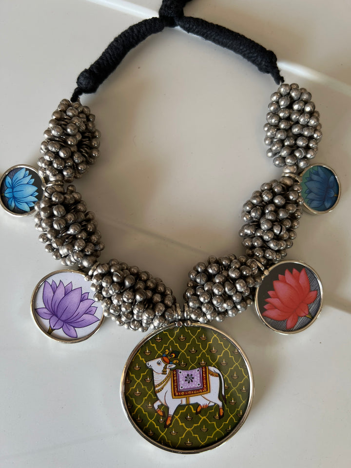 Exquisite Hand painted Ghungroo Pendant Necklace - Elevate Your Elegance